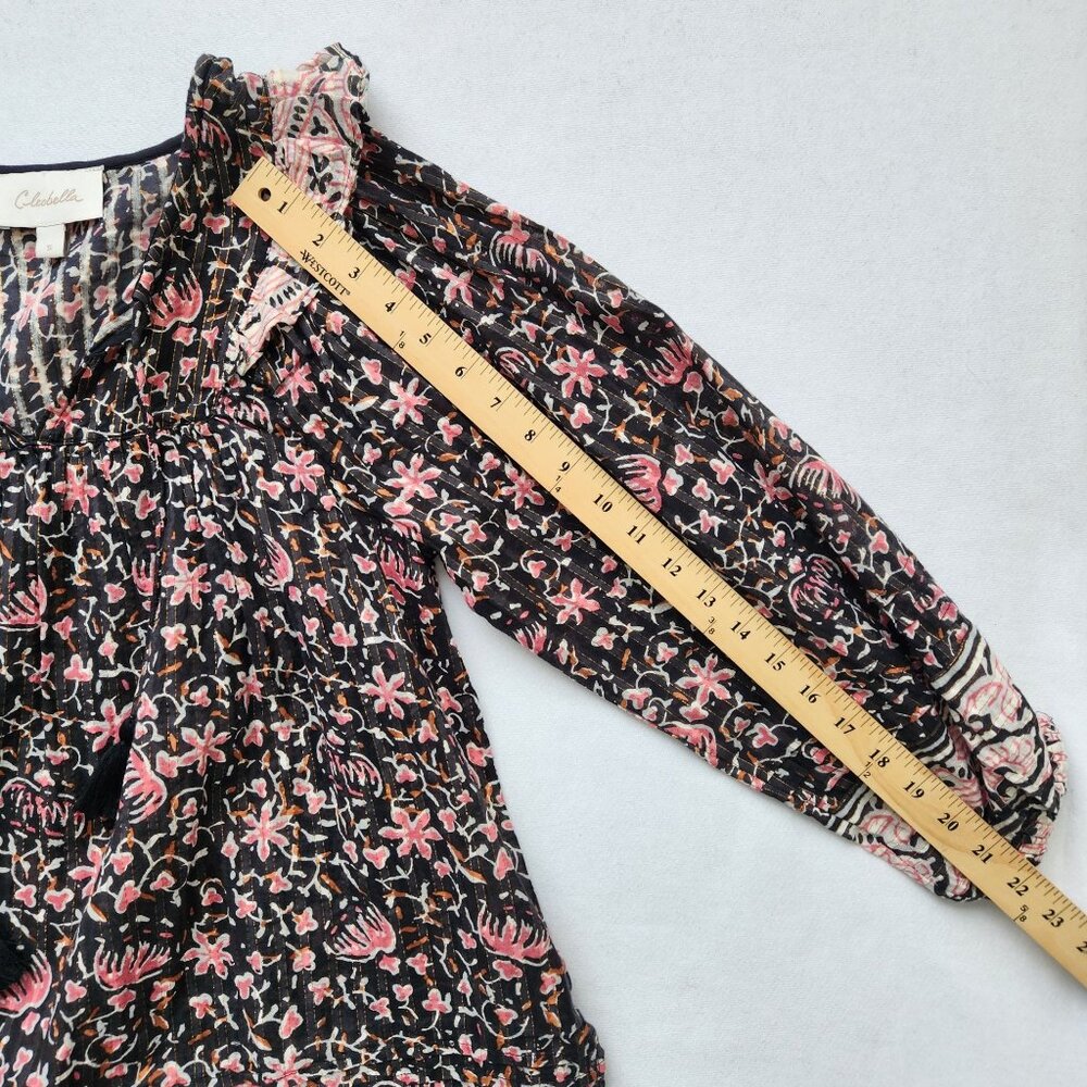 Cleobella Brynlee Floral Ruffle Long Sleeve Blouse Top Tassels Cottagecore Cute - Picture 11 of 11